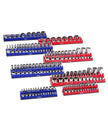 VEVOR Magnetic Socket Organizer Set 8PCS Socket Trays Blue & Red for Metric SAE