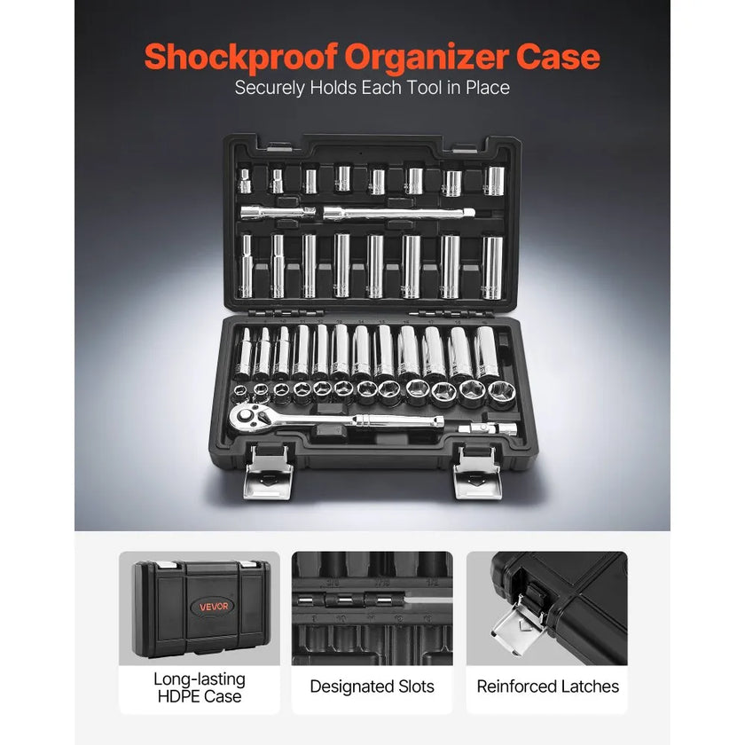 VEVOR 44-Piece Socket Set, 3/8