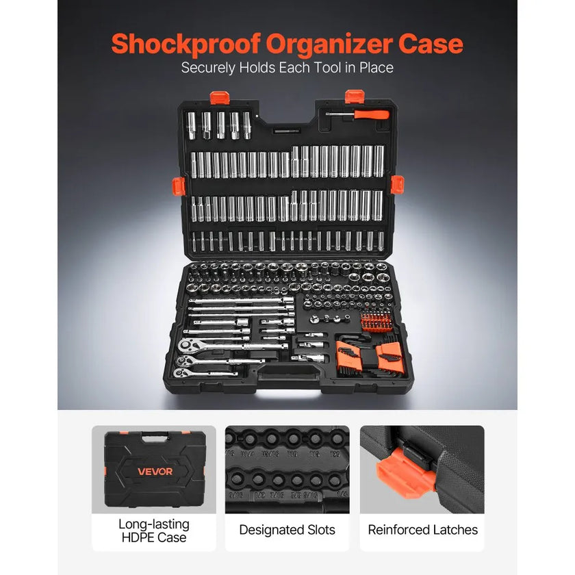 VEVOR 225-Piece Socket Set, 1/4