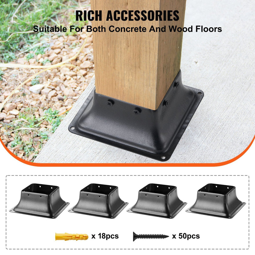 VEVOR 4x4 Post Base 4Pcs, Internal 3.6