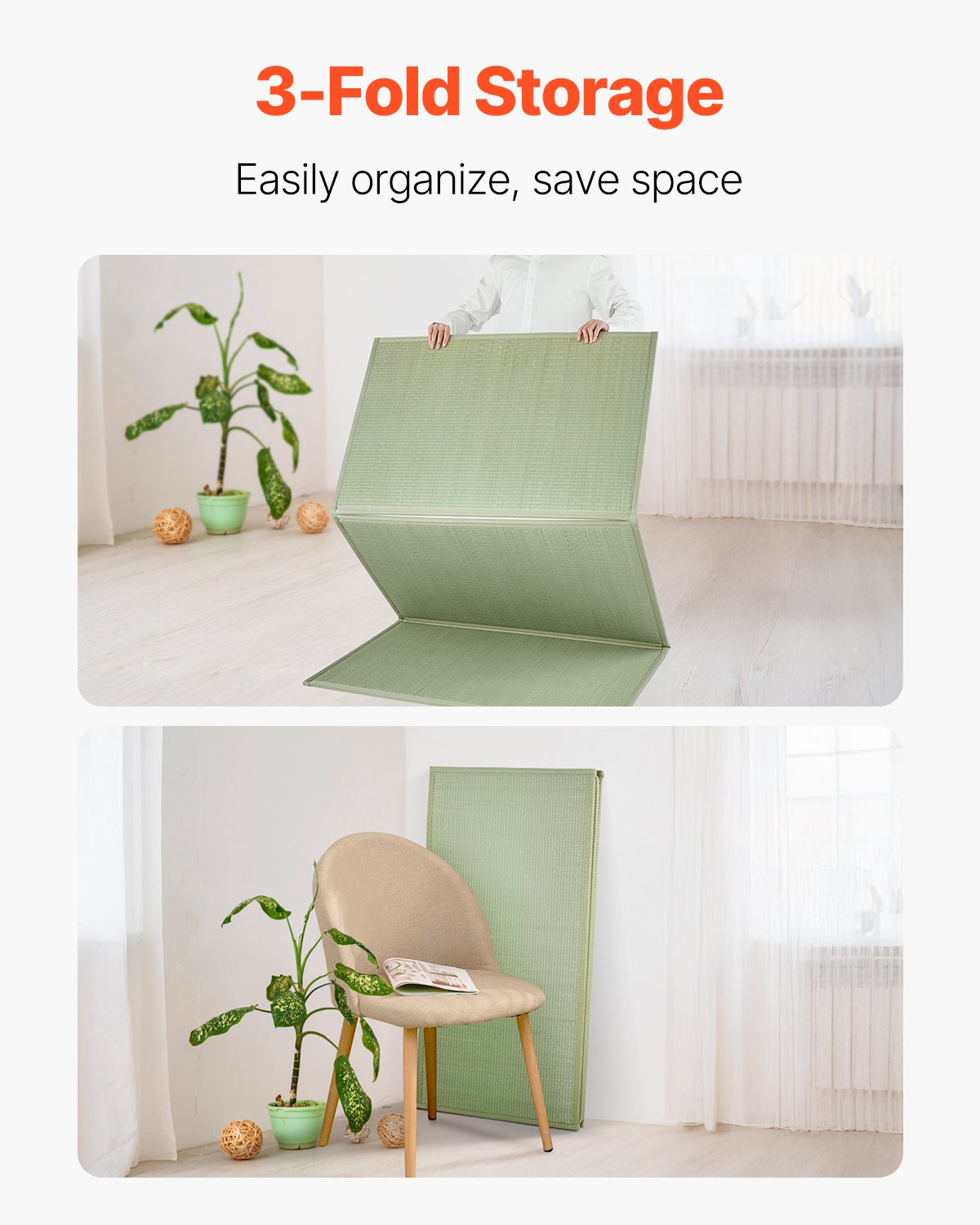 VEVOR Japanese Tatami Mat Twin Foldable & Non-Slip Rush Grass Tatami Mattress