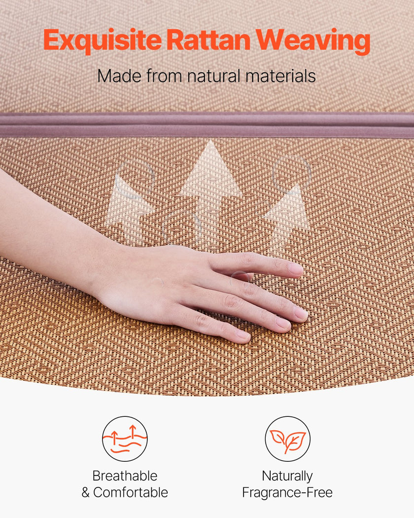 VEVOR Japanese Tatami Mat 80 x 55 in Foldable Natural Rattan Tatami Mattress