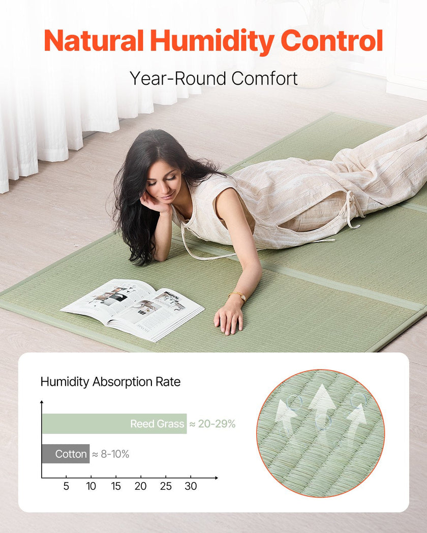 VEVOR Japanese Tatami Mat King Foldable & Non-Slip Rush Grass Tatami Mattress