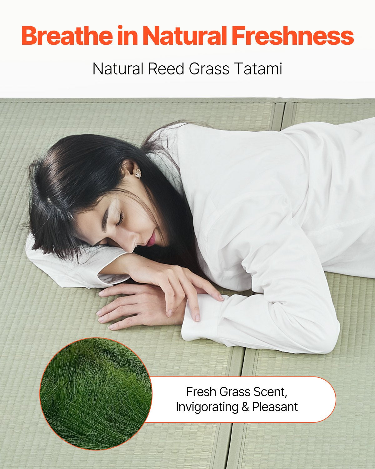 VEVOR Japanese Tatami Mat King Foldable & Non-Slip Rush Grass Tatami Mattress