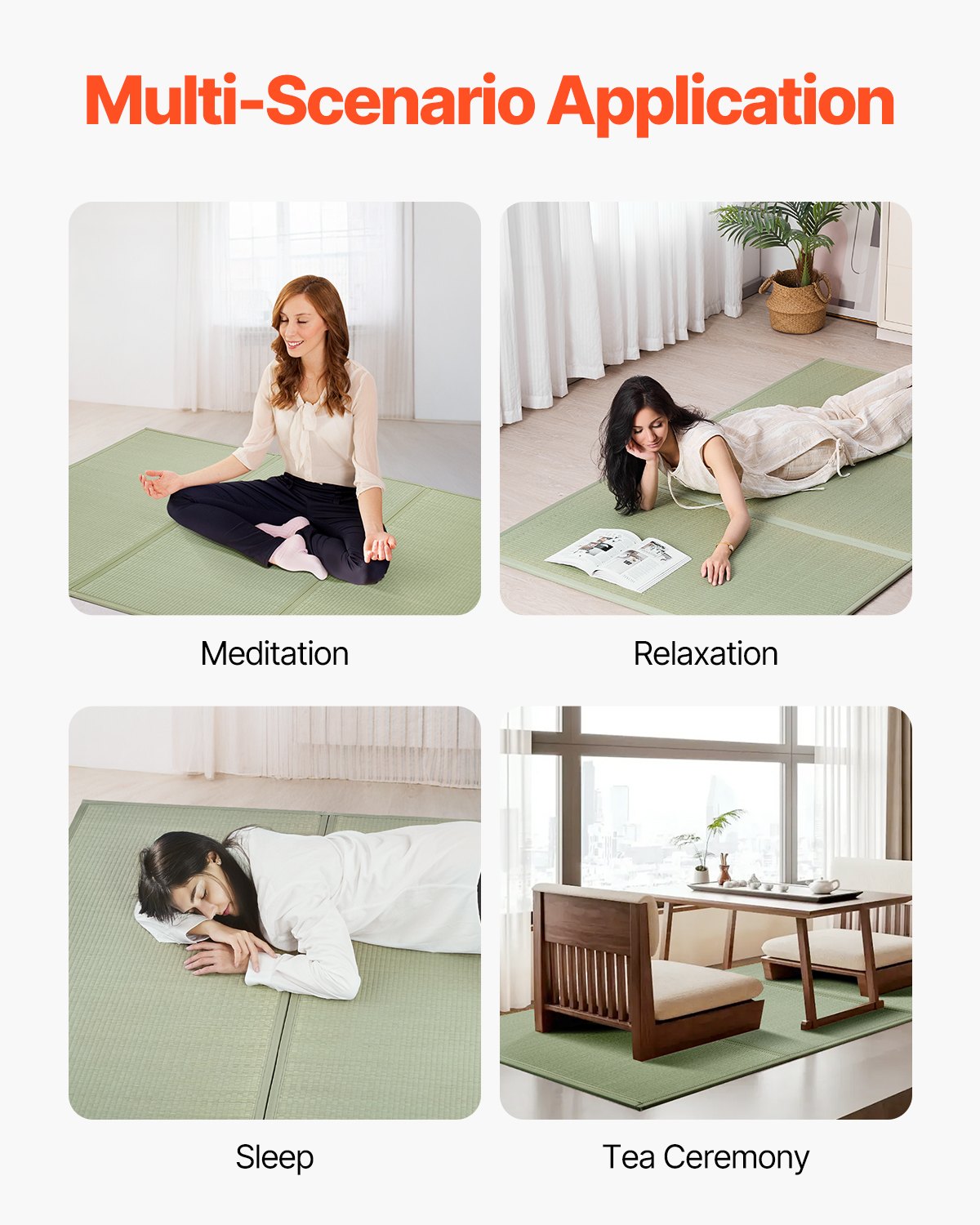 VEVOR Japanese Tatami Mat King Foldable & Non-Slip Rush Grass Tatami Mattress