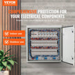 VEVOR Electrical Enclosure, 24x24x8in, Tested to UL Standards NEMA 4 Outdoor Enclosure, IP65 Waterproof & Dustproof Cold-Rolled Carbon Steel Hinged Junction Box for Outdoor Indoor Use, with Rain Hood