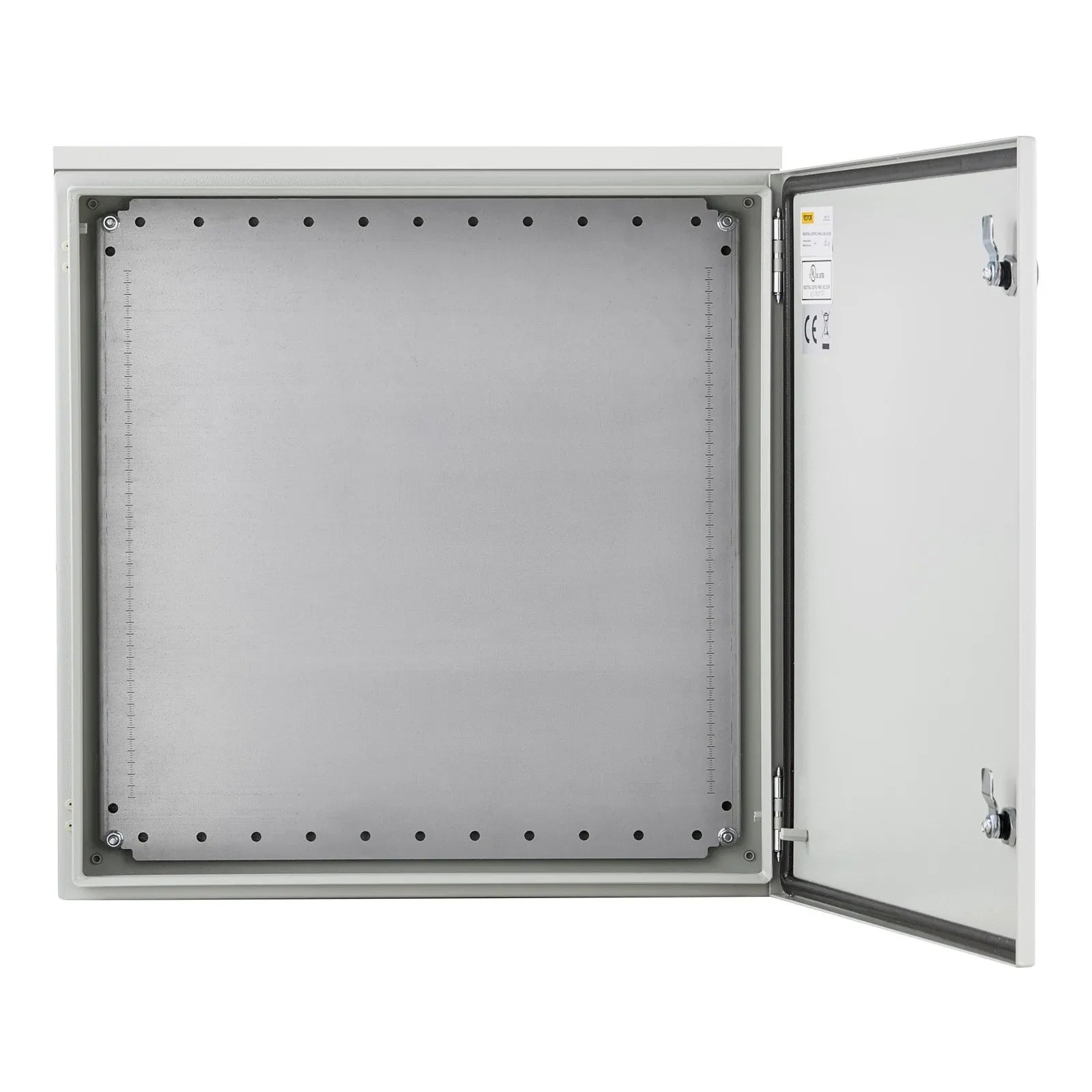 VEVOR Electrical Enclosure, 24x24x8in, Tested to UL Standards NEMA 4 Outdoor Enclosure, IP65 Waterproof & Dustproof Cold-Rolled Carbon Steel Hinged Junction Box for Outdoor Indoor Use, with Rain Hood