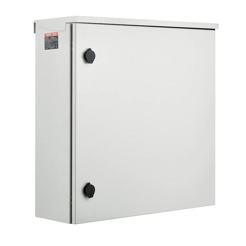 VEVOR Electrical Enclosure, 24x24x8in, Tested to UL Standards NEMA 4 Outdoor Enclosure, IP65 Waterproof & Dustproof Cold-Rolled Carbon Steel Hinged Junction Box for Outdoor Indoor Use, with Rain Hood