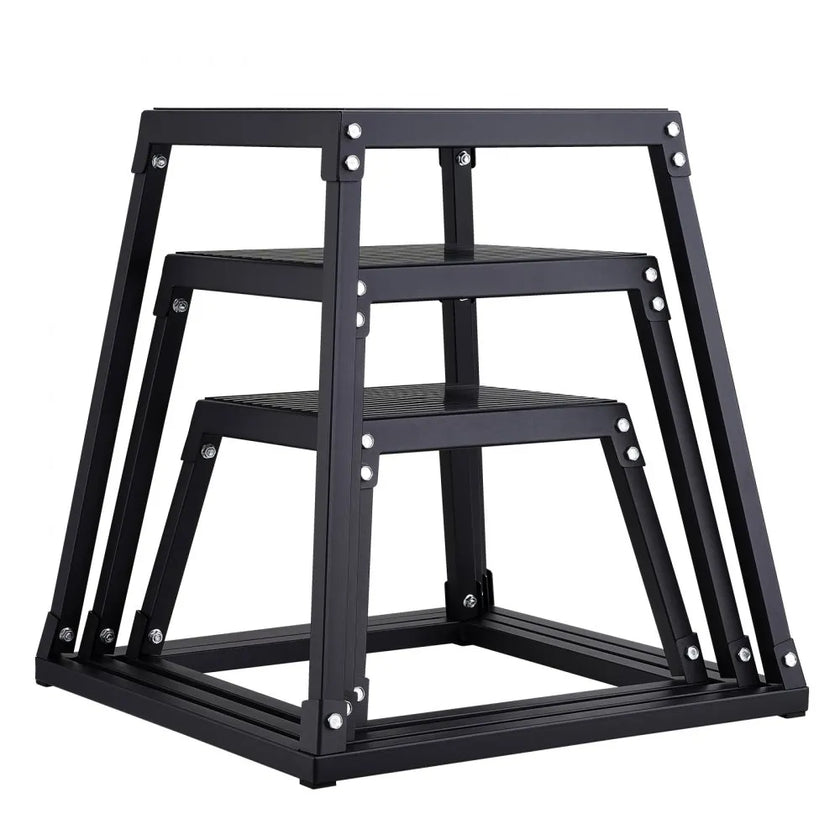 VEVOR Plyometric Jump Boxes, 12/18/24 Inch Plyo Box, Platform and Jumping Agility Box, Anti-Slip Fitness Exercise Step Up Box Set for Home Gym Training, Conditioning Strength Training, Black