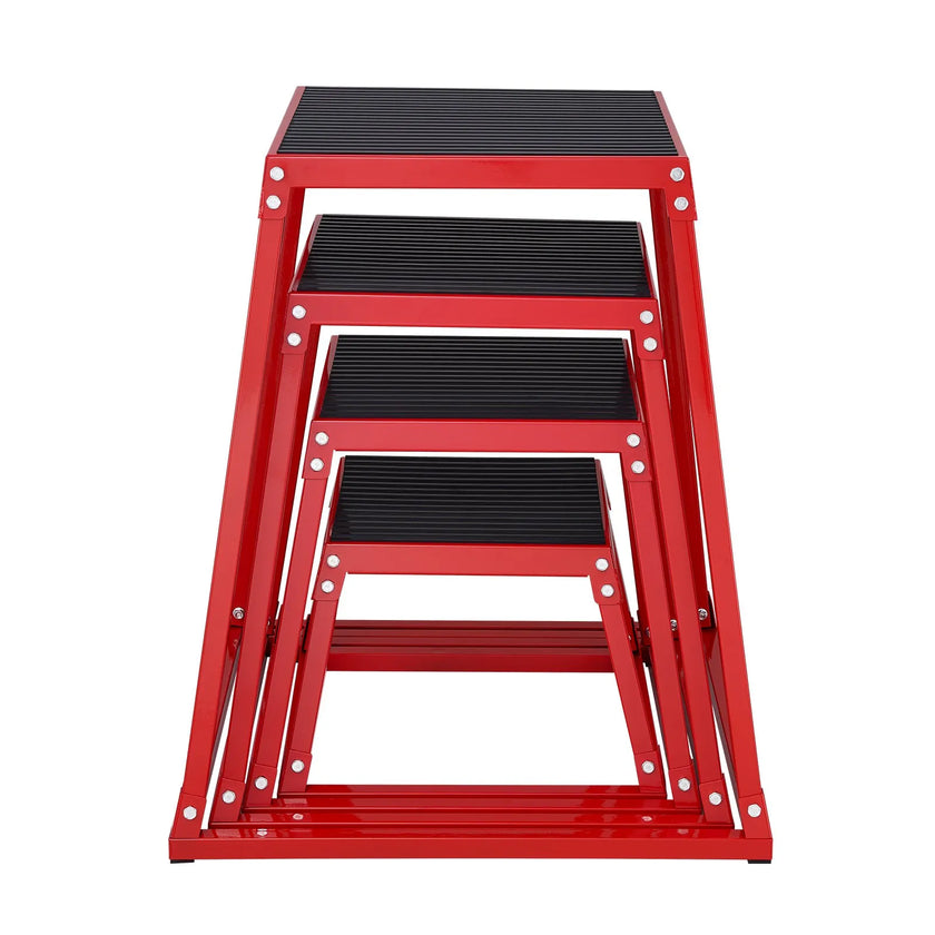 VEVOR Plyometric Jump Boxes, 12/18/24/30 Inch Plyo Box, Platform and Jumping Agility Box, Anti-Slip Fitness Exercise Step Up Box Set for Home Gym Training, Conditioning Strength Training, Red