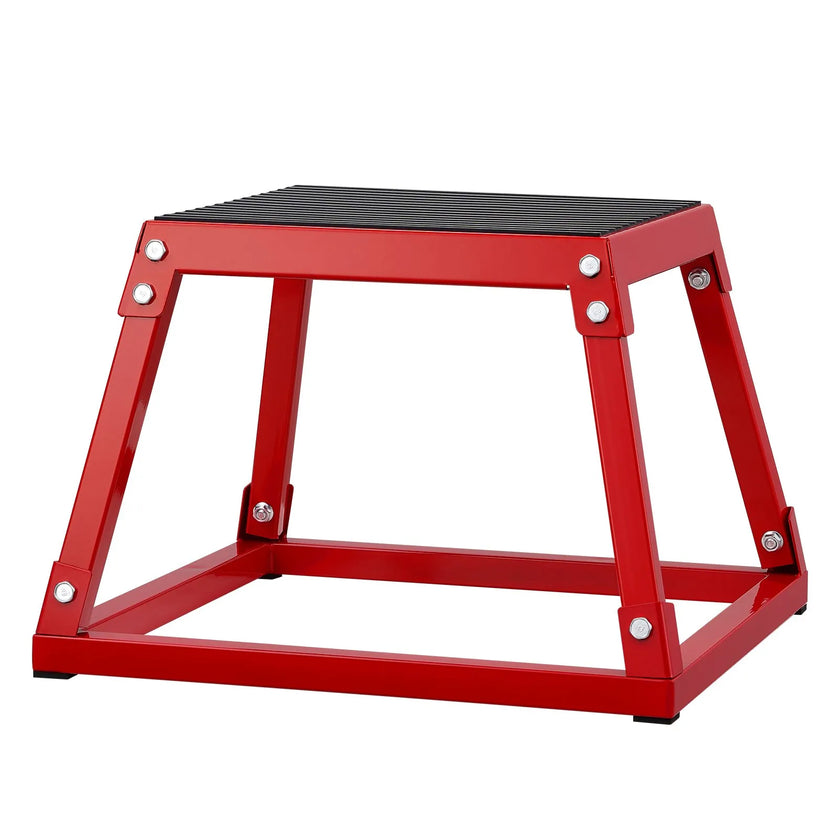 VEVOR Plyometric Jump Box, 12 Inch Plyo Box, Steel Plyometric Platform and Jumping Agility Box, Anti-Slip Fitness Exercise Step Up Box for Home Gym Training, Conditioning Strength Training, Red