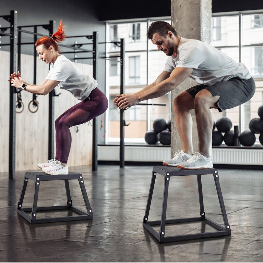 VEVOR Plyometric Jump Box, 12 Inch Plyo Box, Steel Plyometric Platform and Jumping Agility Box, Anti-Slip Fitness Exercise Step Up Box for Home Gym Training, Conditioning Strength Training, Black