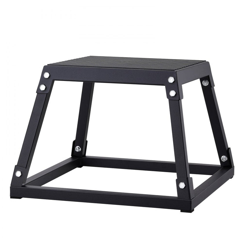 VEVOR Plyometric Jump Box, 12 Inch Plyo Box, Steel Plyometric Platform and Jumping Agility Box, Anti-Slip Fitness Exercise Step Up Box for Home Gym Training, Conditioning Strength Training, Black