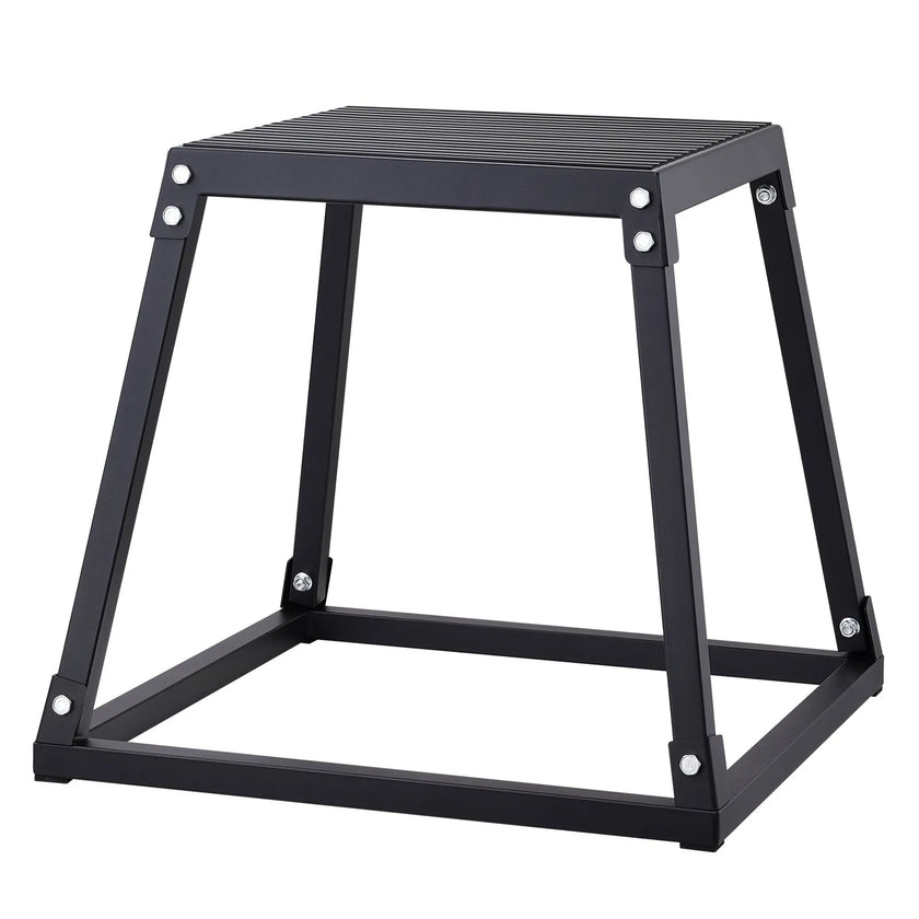 VEVOR Plyometric Jump Box, 18 Inch Plyo Box, Steel Plyometric Platform and Jumping Agility Box, Anti-Slip Fitness Exercise Step Up Box for Home Gym Training, Conditioning Strength Training, Black
