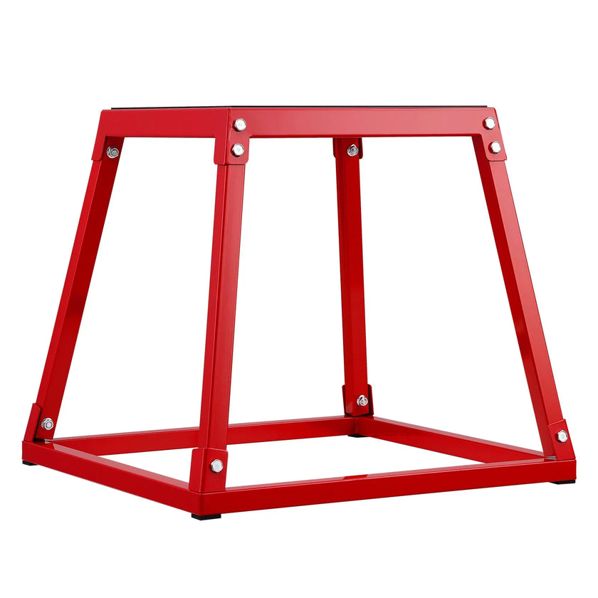 VEVOR Plyometric Jump Box, 18 Inch Plyo Box, Steel Plyometric Platform and Jumping Agility Box, Anti-Slip Fitness Exercise Step Up Box for Home Gym Training, Conditioning Strength Training, Red