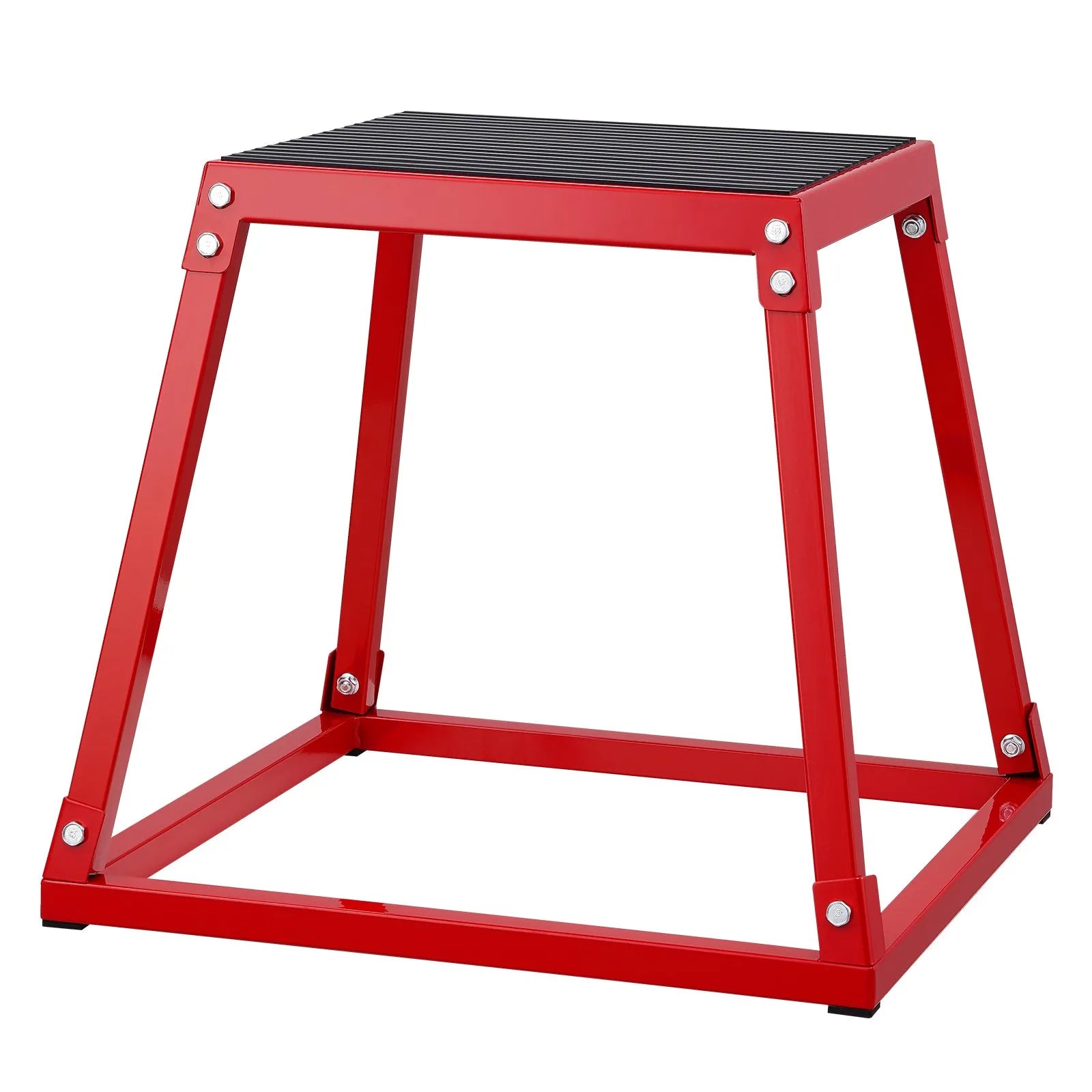 VEVOR Plyometric Jump Box, 18 Inch Plyo Box, Steel Plyometric Platform and Jumping Agility Box, Anti-Slip Fitness Exercise Step Up Box for Home Gym Training, Conditioning Strength Training, Red