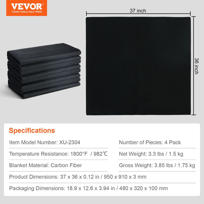 VEVOR Carbon Felt Welding Blanket 4 Pack, 37