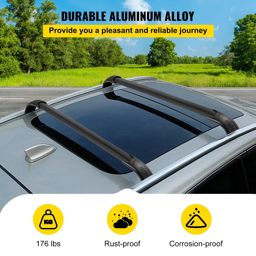 VEVOR Roof Rack Cross Bars, Baggage Locking Roof Rail, Crossbars Luggage Cargo,Load Roof Cross Bars, for 15-18 Chevrolet Tahoe Suburban GMC Yukon & Yukon XL Cadillac Escalade & Escalade ESV , Black