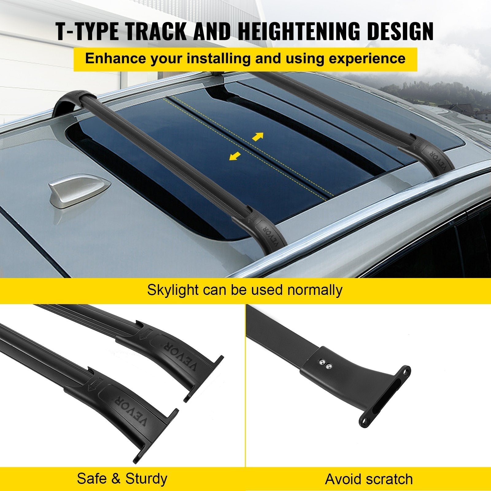 VEVOR Roof Rack Cross Bars, Baggage Locking Roof Rail, Crossbars Luggage Cargo,Load Roof Cross Bars, for 15-18 Chevrolet Tahoe Suburban GMC Yukon & Yukon XL Cadillac Escalade & Escalade ESV , Black