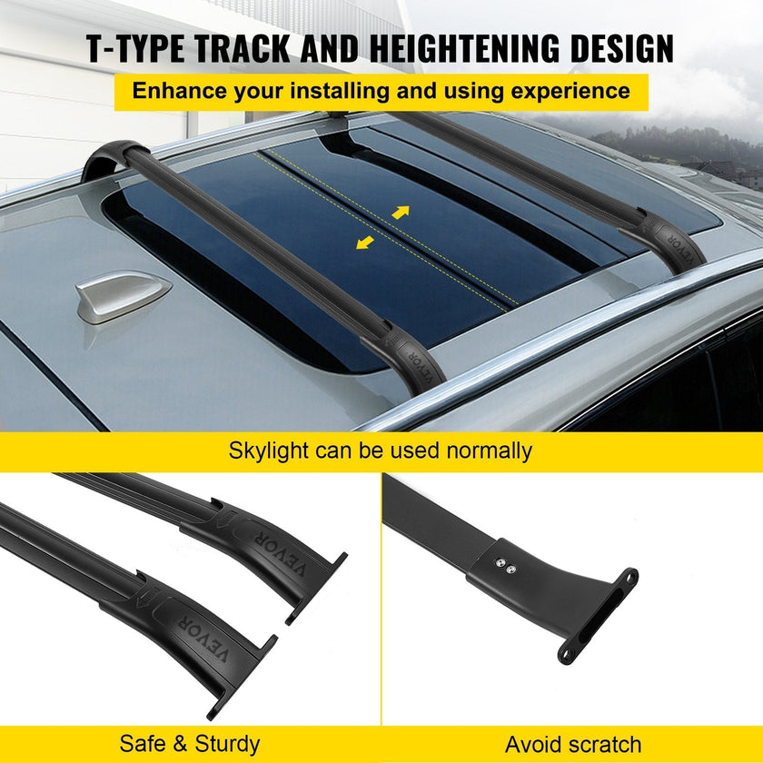 VEVOR Roof Rack Cross Bars, Baggage Locking Roof Rail, Crossbars Luggage Cargo,Load Roof Cross Bars, for 15-18 Chevrolet Tahoe Suburban GMC Yukon & Yukon XL Cadillac Escalade & Escalade ESV , Black