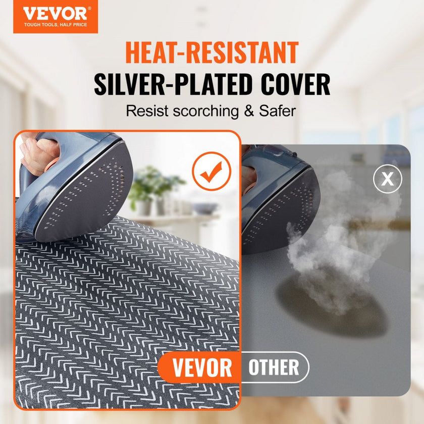 VEVOR Tabletop Ironing Board 23.4 x 14.4, Small Iron Board with Heat Resistant Cover and 100% Cotton Cover, Mini Ironing Board with 7mm Thickened Needle Cotton Layer for Small Spaces, Travel Use