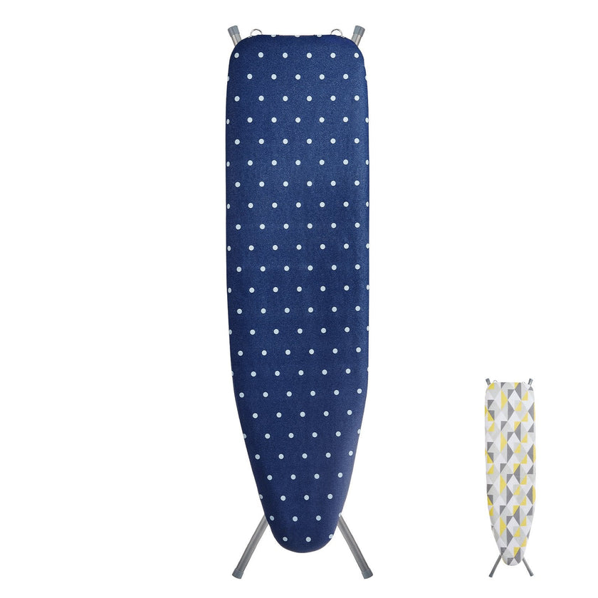VEVOR Ironing Board with Bottom Storage Tray, Thickened 4 Layers Iron Board with Heat Resistant Cover and 100% Cotton Cover, 10 Adjustable Heights Ironing Board for Home Laundry Room Use (Size 55x15)