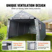 VEVOR Outdoor Portable Storage Shelter Shed, 10x15x8ft Heavy Duty  Instant Garage Tent Canopy Carport with Roll-up Zipper Door and Ventilated Windows For Cars, Motorcycle, Bike, Garden Tools