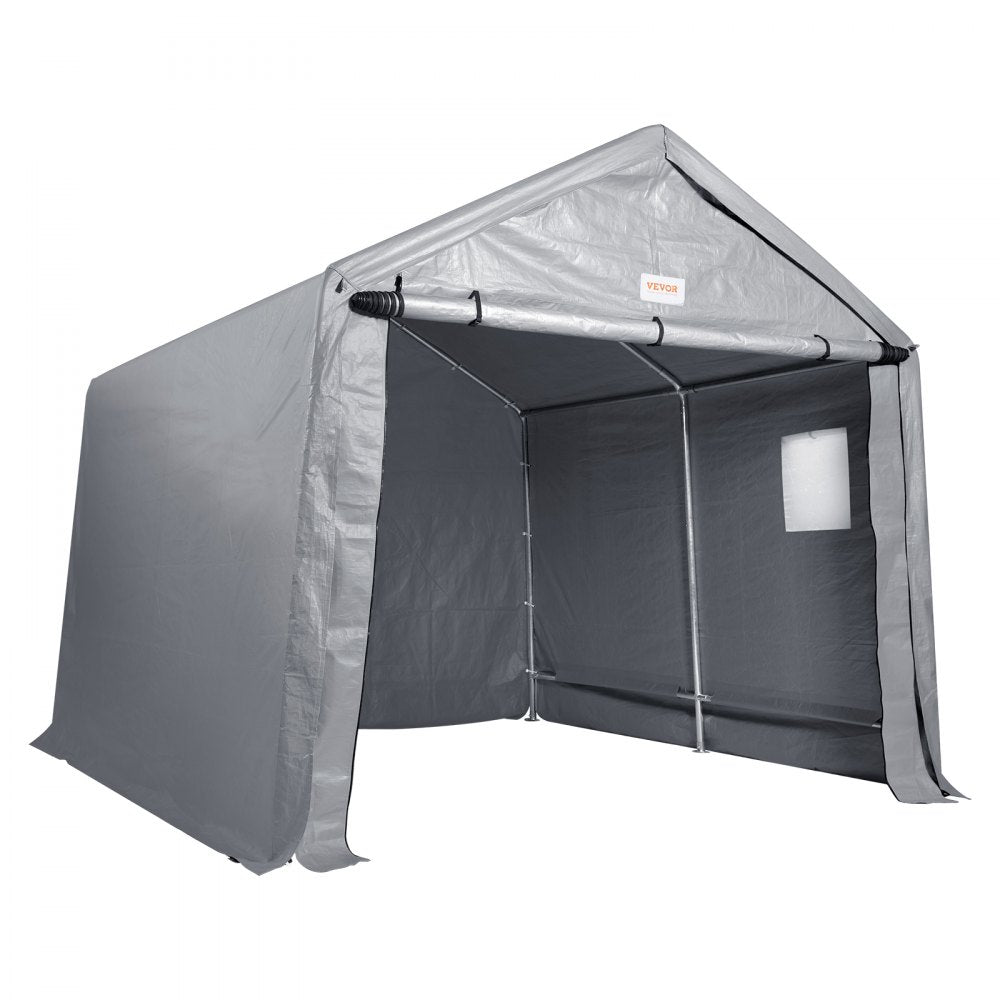 VEVOR Portable Shed Storage Shelter Outdoor, 7 x 12 x 7.36 ft Heavy Duty Instant Storage Tent Tarp Sheds with Roll-up Zipper Door and Ventilated Windows for Motorcycle, Bike, Garden Tools