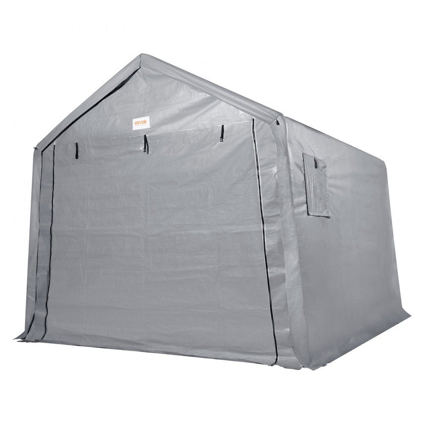 VEVOR Portable Outdoor Storage Shelter Shed, 8 x 14 x 7.6 ft Heavy Duty Instant Storage Tent Garage Sheds with Roll-up Zipper Door and Ventilated Windows for Motorcycle, Bike, Garden Tools