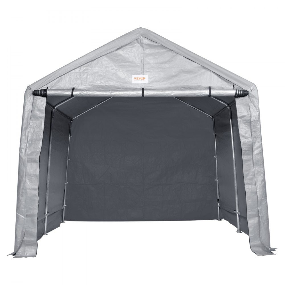 VEVOR Portable Outdoor Storage Shelter Shed, 8 x 14 x 7.6 ft Heavy Duty Instant Storage Tent Garage Sheds with Roll-up Zipper Door and Ventilated Windows for Motorcycle, Bike, Garden Tools