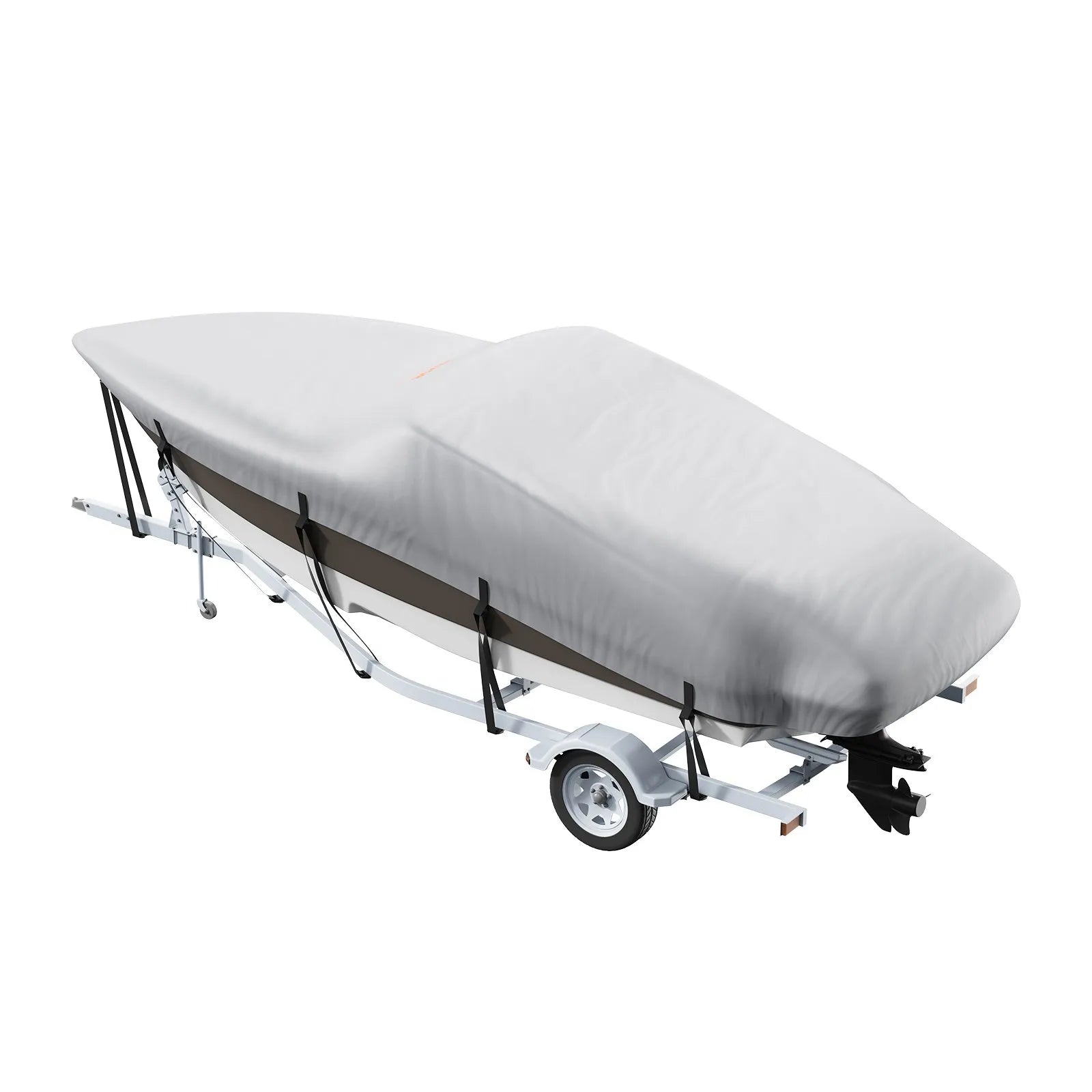 VEVOR Boat Cover, 17'-19' Trailerable Waterproof Boat Cover, 600D Marine Grade PU Oxford, with Motor Cover and Buckle Straps, for V-Hull, Tri-Hull, Fish Ski Boat, Runabout, Bass Boat, Grey