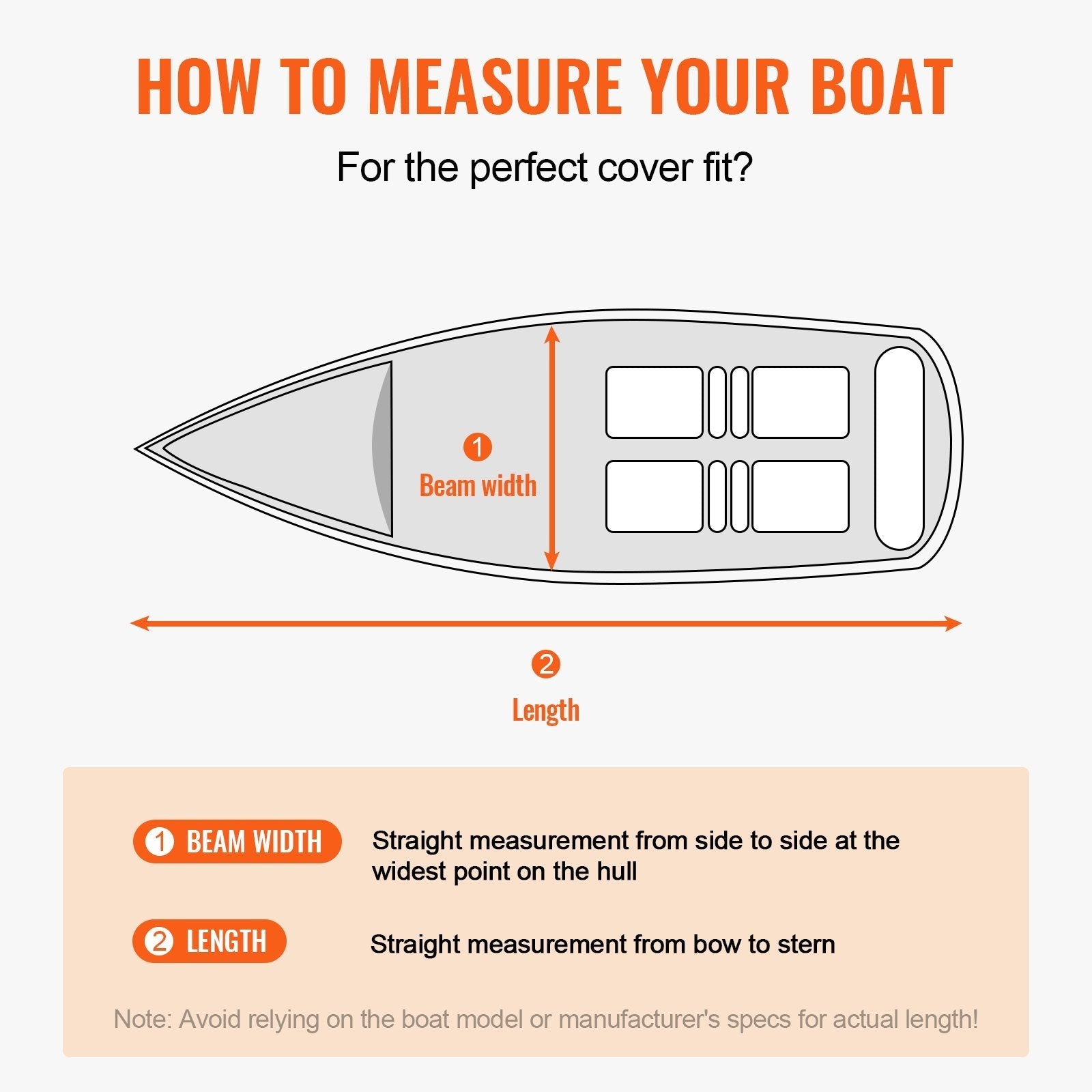 VEVOR Boat Cover, 20'-22' Trailerable Waterproof Boat Cover, 600D Marine Grade PU Oxford, with Motor Cover and Buckle Straps, for V-Hull, Tri-Hull, Fish Ski Boat, Runabout, Bass Boat, Grey