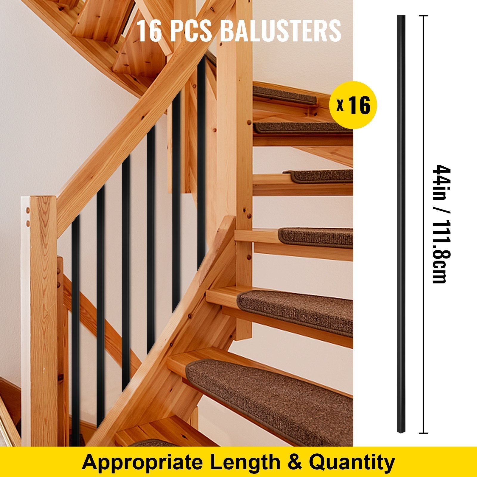VEVOR Deck Balusters, 16 Pack Metal Deck Spindles, 44