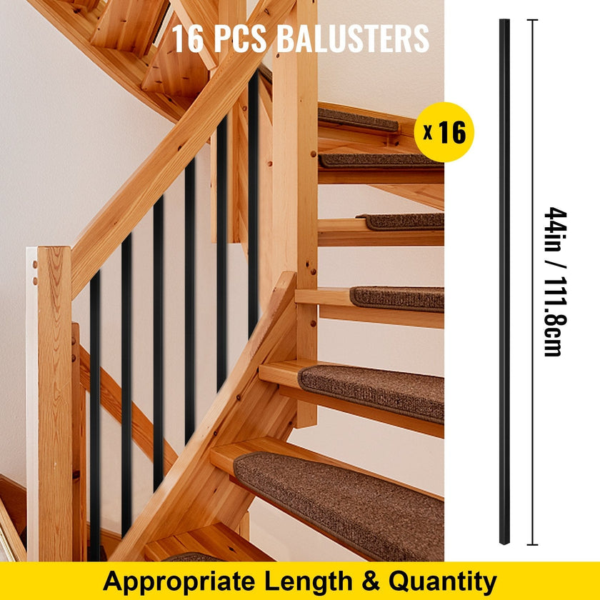 VEVOR Deck Balusters, 16 Pack Metal Deck Spindles, 44