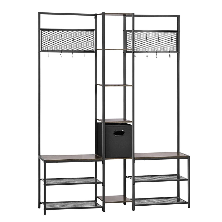Corner Hall Tree with Shoe Bench, 70.9