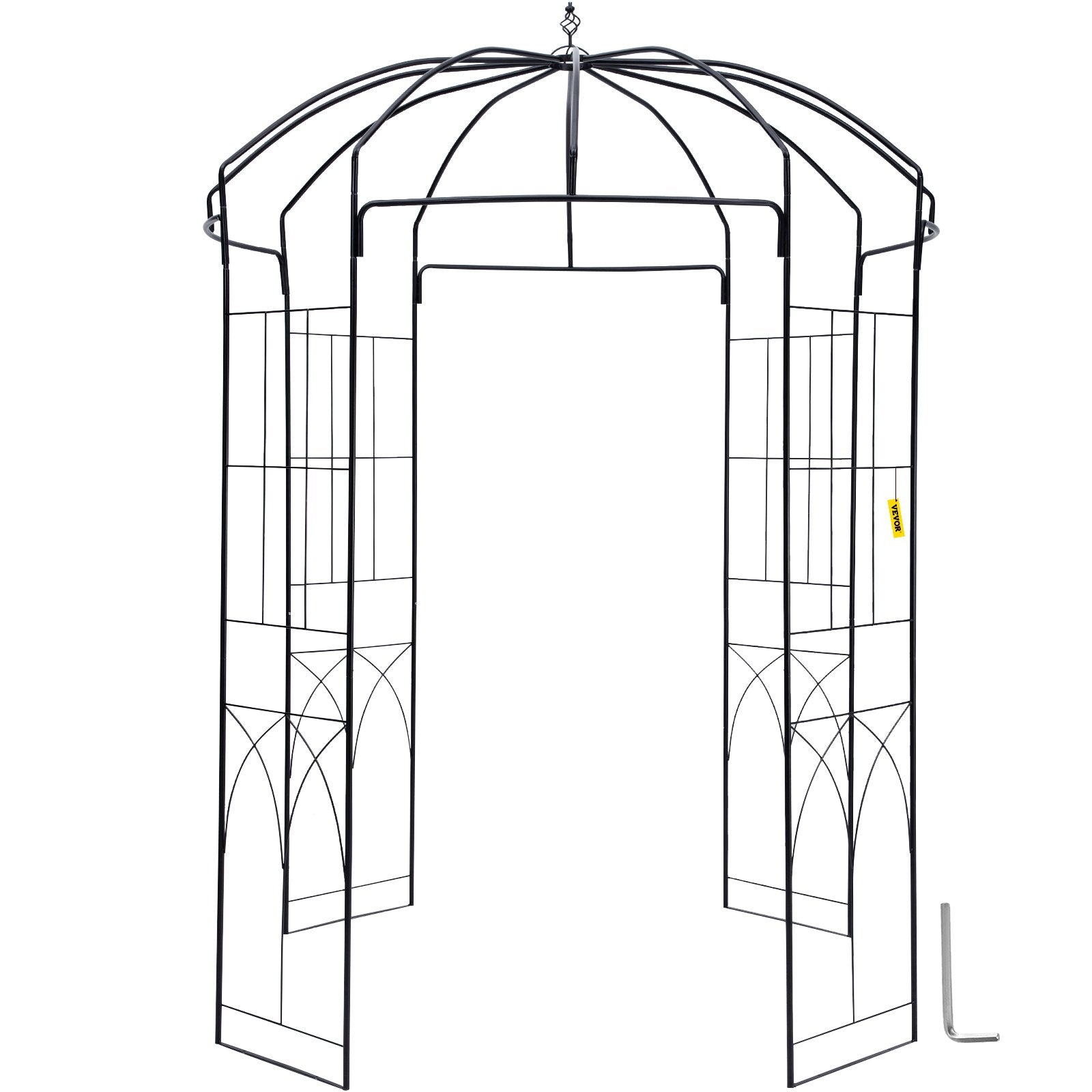 VEVOR Birdcage Shape Gazebo,8' High x 5.2' Wide, Heavy Duty Wrought Iron Arbor, Wedding  Arch Trellis for Climbing Vines in Outdoor Garden, Lawn, Backyard, Patio, Black