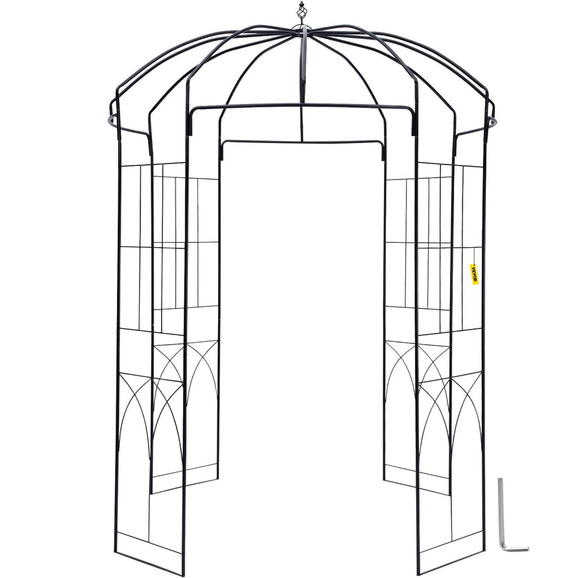 VEVOR Birdcage Shape Gazebo,8' High x 5.2' Wide, Heavy Duty Wrought Iron Arbor, Wedding  Arch Trellis for Climbing Vines in Outdoor Garden, Lawn, Backyard, Patio, Black