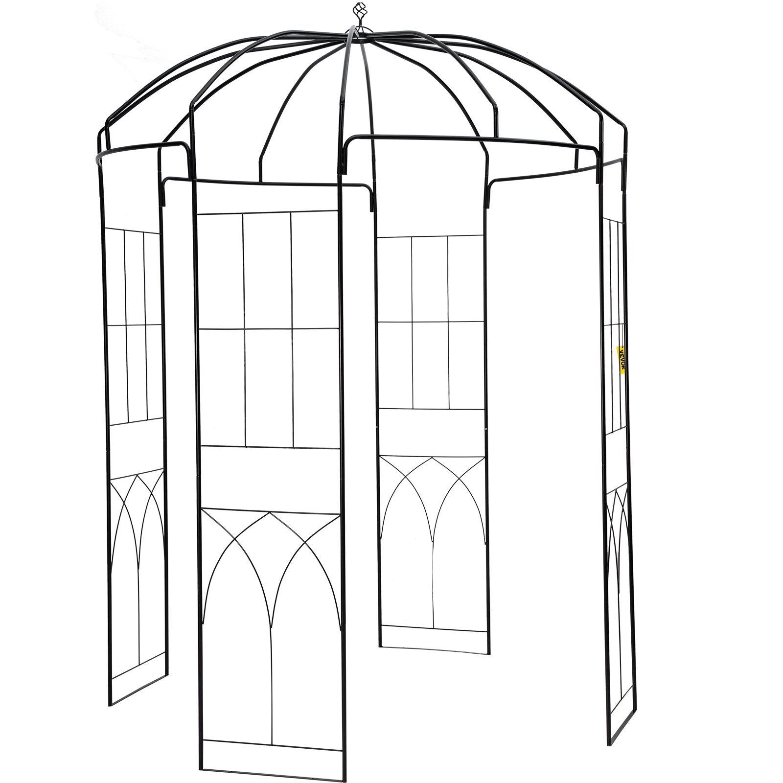 VEVOR Birdcage Shape Gazebo,8' High x 5.2' Wide, Heavy Duty Wrought Iron Arbor, Wedding  Arch Trellis for Climbing Vines in Outdoor Garden, Lawn, Backyard, Patio, Black
