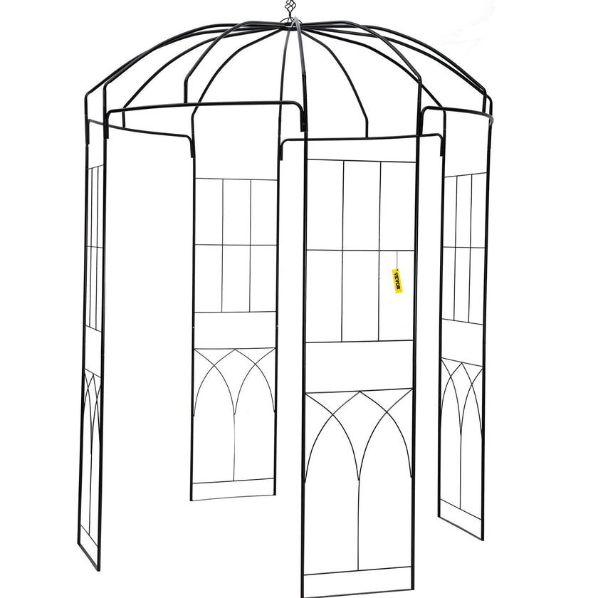 VEVOR Birdcage Shape Gazebo,8' High x 5.2' Wide, Heavy Duty Wrought Iron Arbor, Wedding  Arch Trellis for Climbing Vines in Outdoor Garden, Lawn, Backyard, Patio, Black