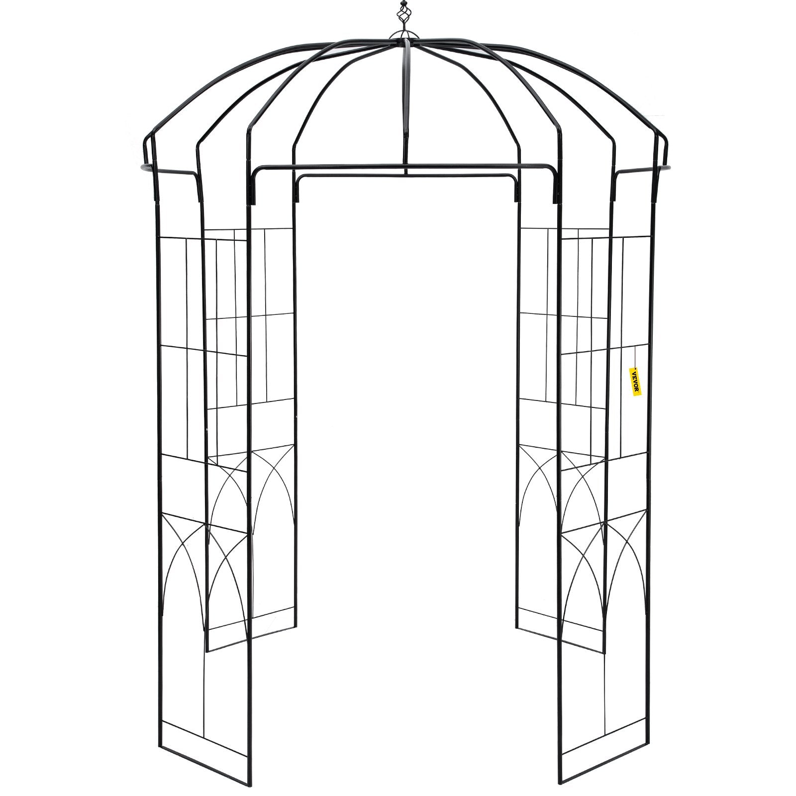 VEVOR Birdcage Shape Gazebo,8' High x 5.2' Wide, Heavy Duty Wrought Iron Arbor, Wedding  Arch Trellis for Climbing Vines in Outdoor Garden, Lawn, Backyard, Patio, Black
