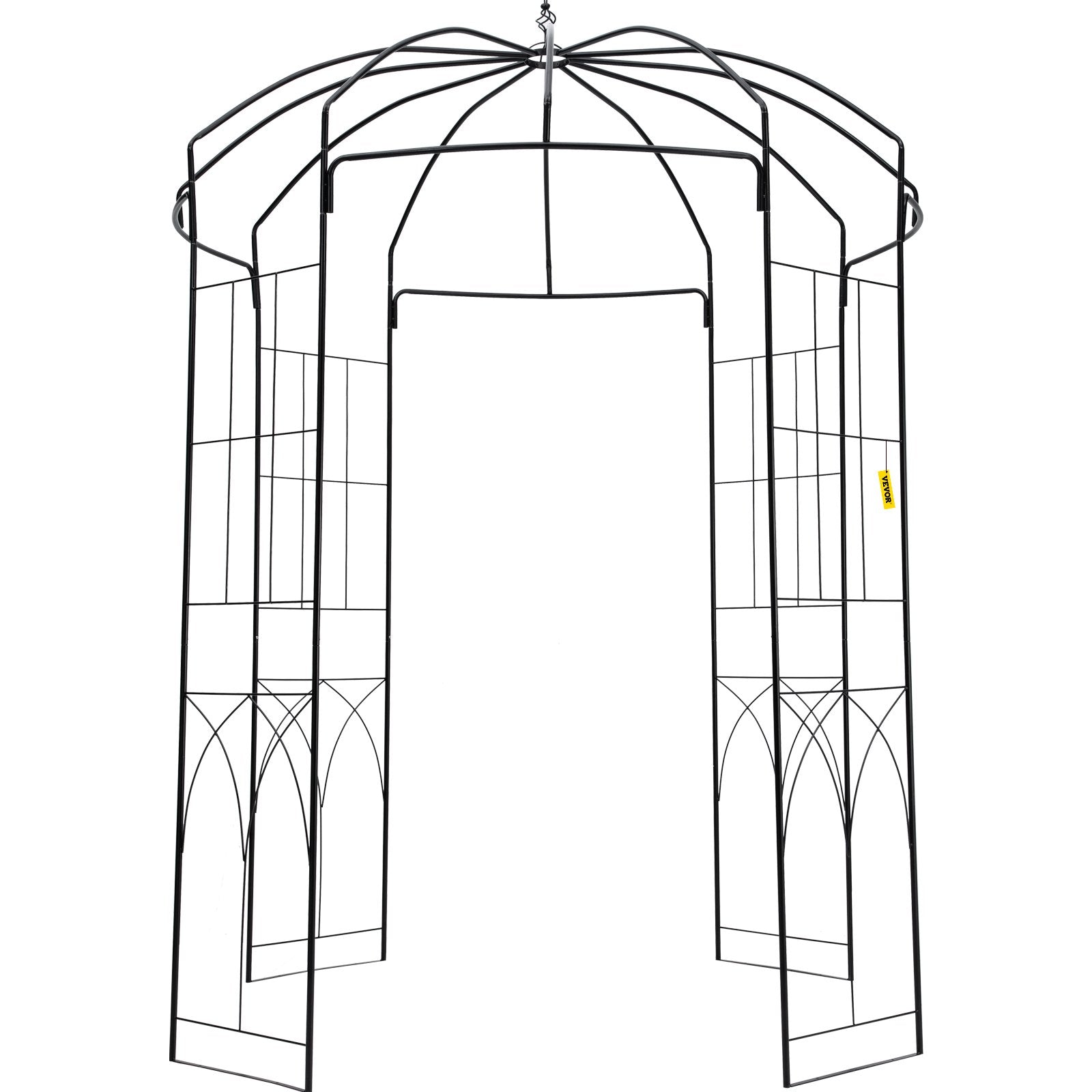 VEVOR Birdcage Shape Gazebo,8' High x 5.2' Wide, Heavy Duty Wrought Iron Arbor, Wedding  Arch Trellis for Climbing Vines in Outdoor Garden, Lawn, Backyard, Patio, Black