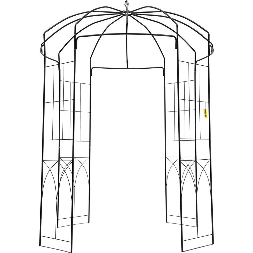 VEVOR Birdcage Shape Gazebo,8' High x 5.2' Wide, Heavy Duty Wrought Iron Arbor, Wedding  Arch Trellis for Climbing Vines in Outdoor Garden, Lawn, Backyard, Patio, Black