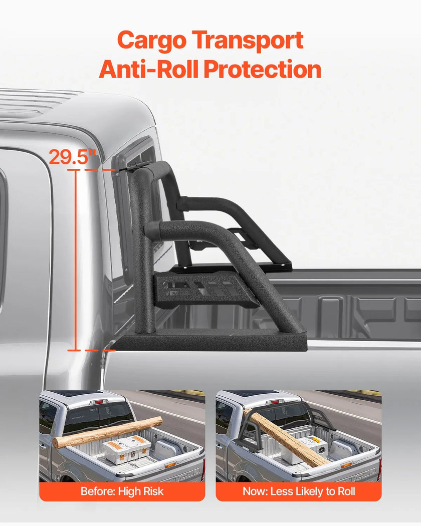 VEVOR Truck Bed Roll Bar Universal Chase Rack for Mid-Size Pickup Carbon Steel
