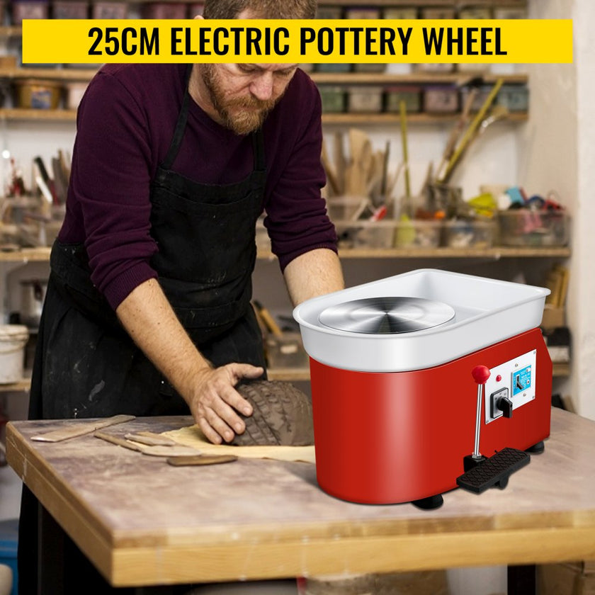 VEVOR Pottery Wheel 25cm Pottery Forming Machine with Sculpting Set Adjustable Ceramic Pottery Wheel 280W with Foot Pedal Art Craft DIY Clay Tool for Ceramic Work Ceramics Clay