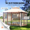 VEVOR Patio Gazebo for 6-8 Person, 10 x 10 FT Backyard Gazebo, with Mosquito Netting, Metal Frame, and PU Coated 180G Polyester, Outdoor Canopy Shelter for Patio, Lawn, Backyard, Deck, Garden