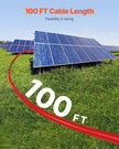 VEVOR 100FT Solar Panel Extension Cable 10AWG Waterproof PV 6mm² Cable Red