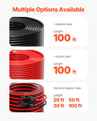 VEVOR 100FT Solar Panel Extension Cable 10AWG Waterproof PV 6mm² Cable Red