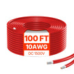 VEVOR 100FT Solar Panel Extension Cable 10AWG Waterproof PV 6mm² Cable Red