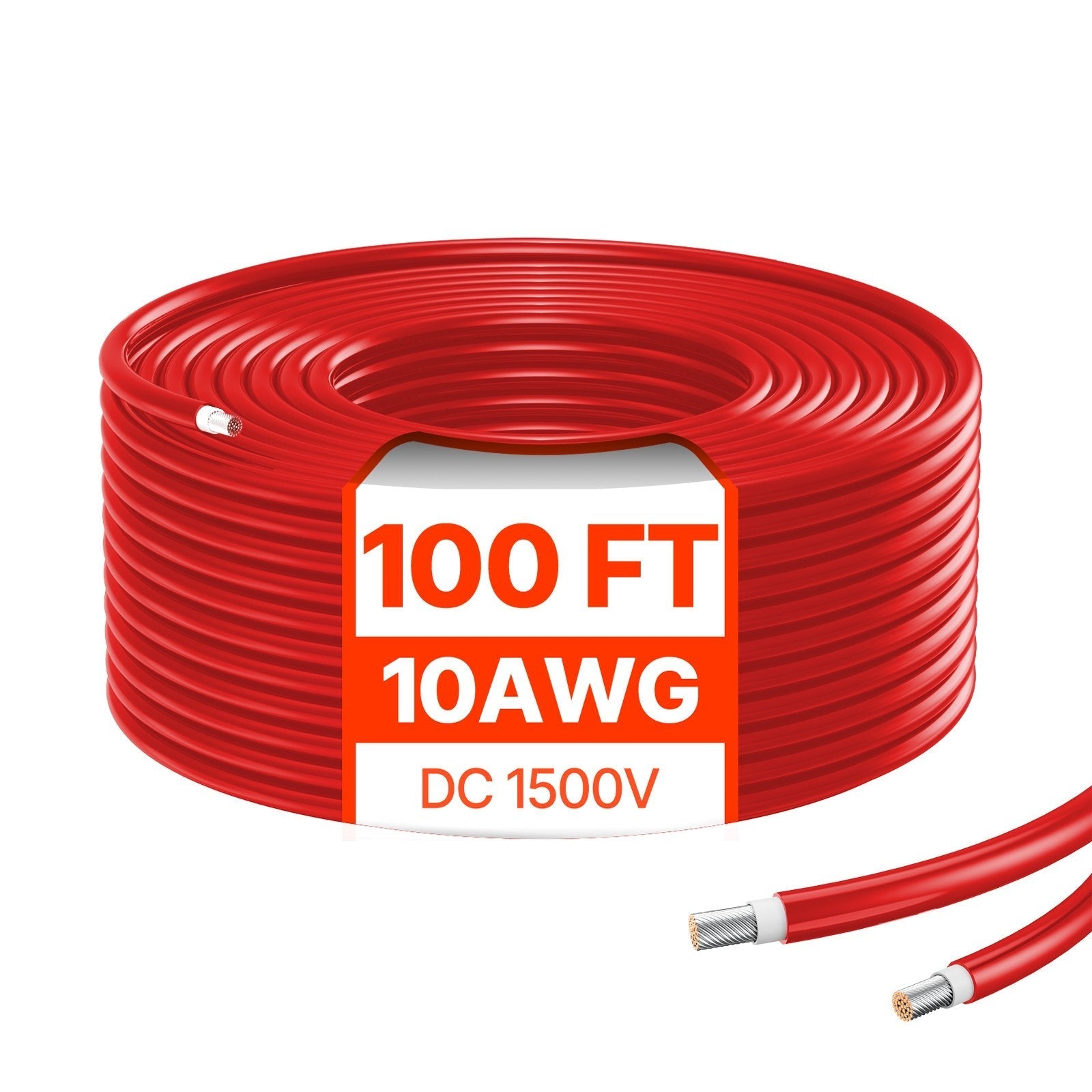 VEVOR 100FT Solar Panel Extension Cable 10AWG Waterproof PV 6mm² Cable Red