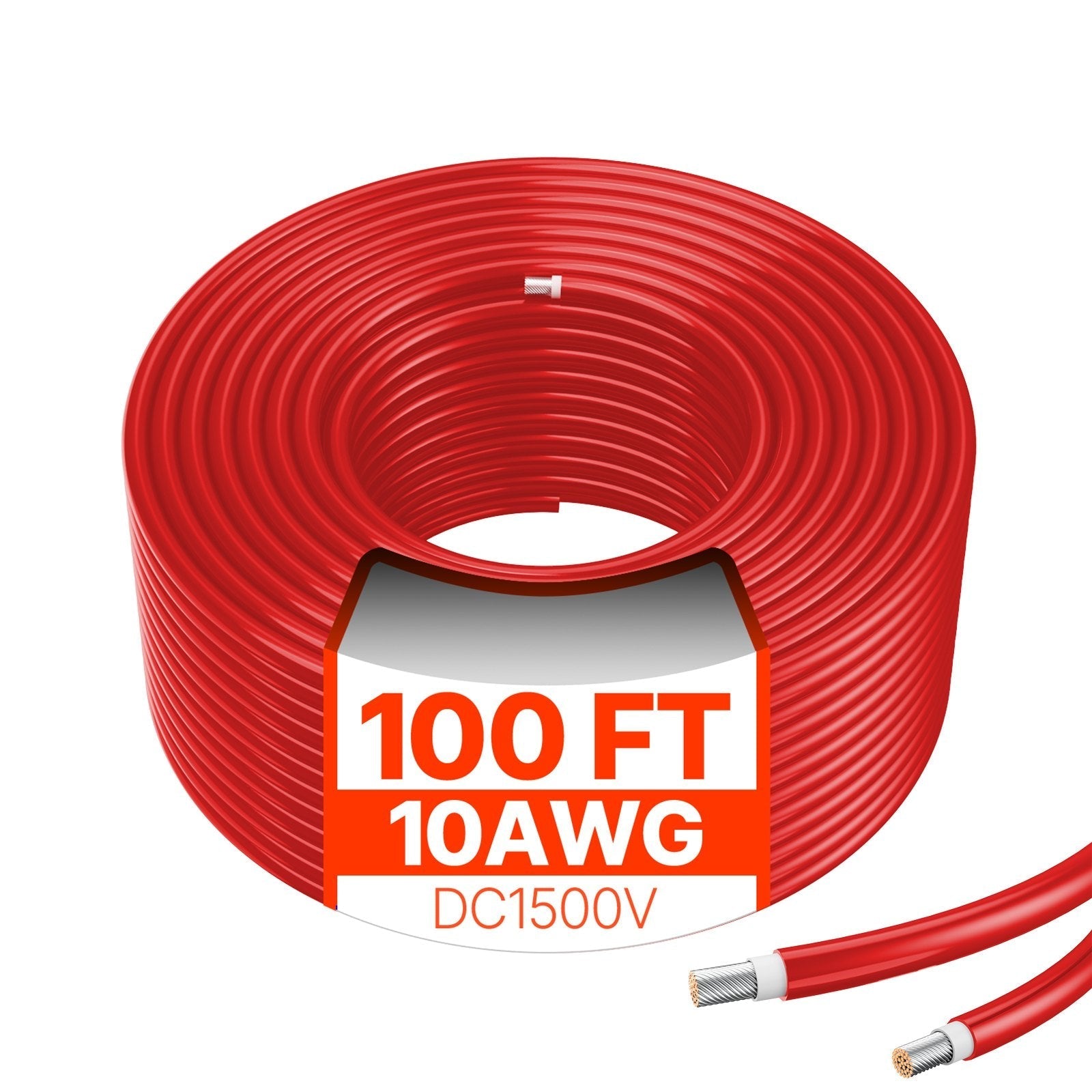 VEVOR 100FT Solar Panel Extension Cable 10AWG Waterproof PV 6mm² Cable Red
